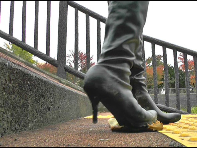 『フェチ』 ロングブーツと赤タイツがヒキガエルを踏み潰す！ 「DUGA...