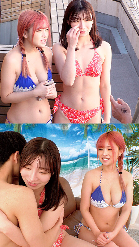 《ギャル》 ヤバっマジで大きい（ ﾟДﾟ）W水着ギャルデカチン童貞君を...