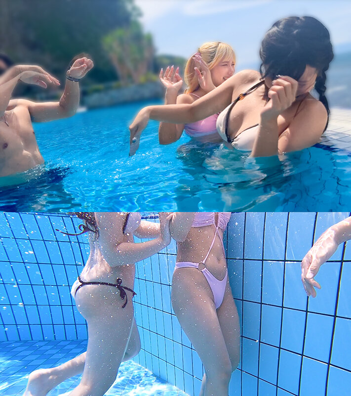 《ギャル》 【夏に輝く美尻っ娘×2と酒浴び暴走乱パ】プール旅行を楽しむ...