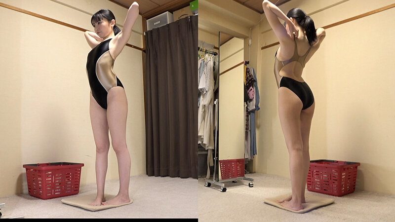 ＜熟女＞ 秋元さちか 濡れてテカってピッタリ密着 神競泳水着 可愛い女...