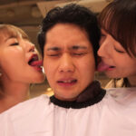 『巨乳』 ひそひそ耳打ち淫語で誘惑してくるおっぱい密着挟み撃ちハーレム美容室 小花のん 百永さりな 【FANZA】