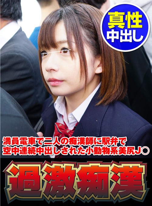 『高画質』 満員電車で二人の痴●師に駅弁で空中連続中出しされた小動物系...