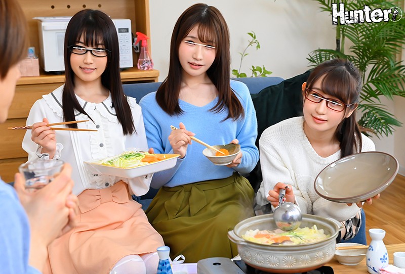 『高画質』 男だらけのオフ会だと思ったら、周りは全員女で男はボク1人！...